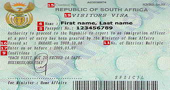 South Africa tourist visa from London