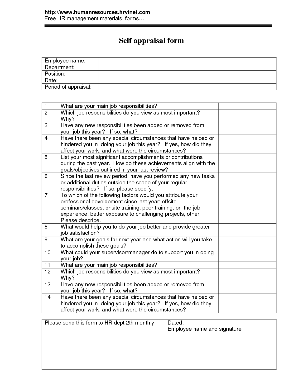 How To Fill Out A Self Appraisal Form