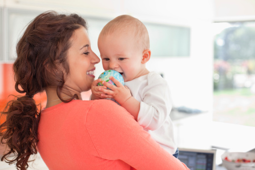 Mother holding baby